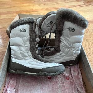 The North Face White and Gray Winter Boots